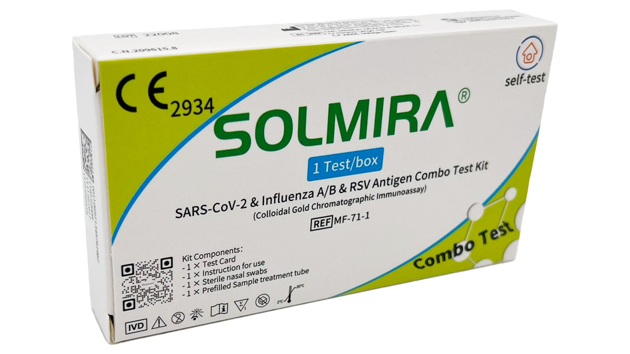 SOLMIRA SARS-CoV-2, Influenza A+B & RSV Antigen Combo Test einzeln verpackt