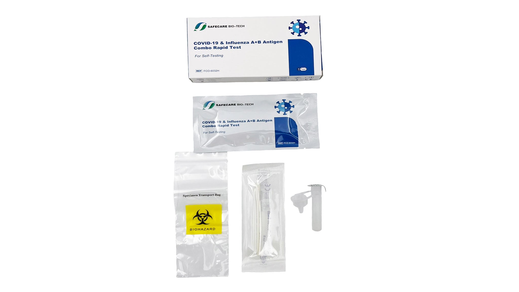 Safecare 1er, 3 in 1 Combo Test: Covid-19 & Influenza A+B