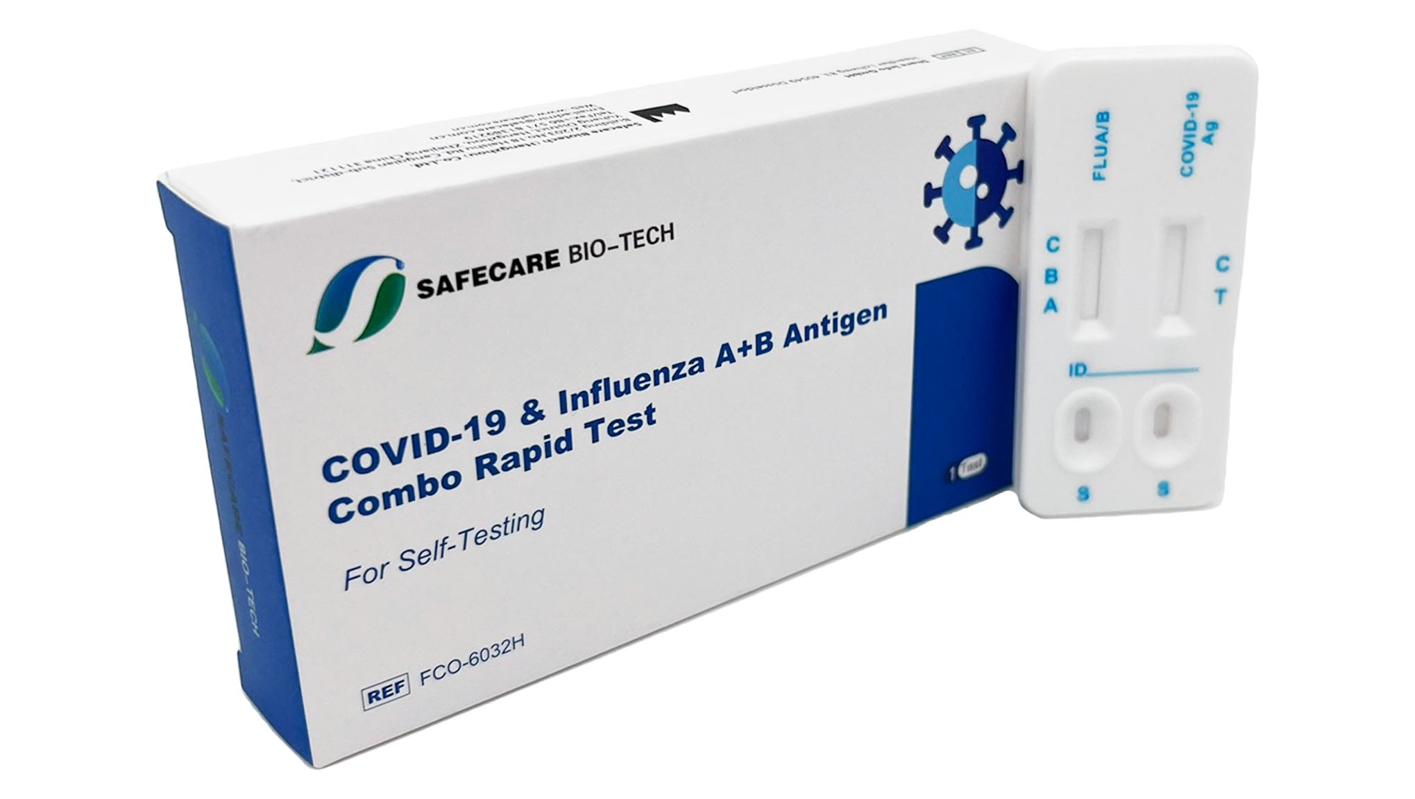 Safecare 1er, 3 in 1 Combo Test: Covid-19 & Influenza A+B