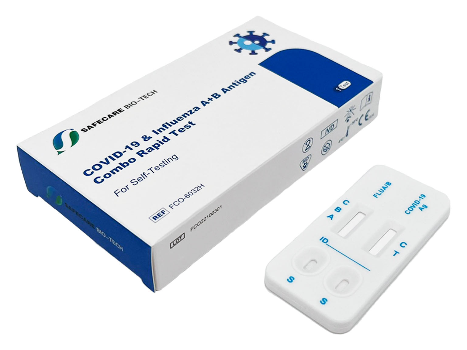 Safecare 1er, 3 in 1 Combo Test: Covid-19 & Influenza A+B
