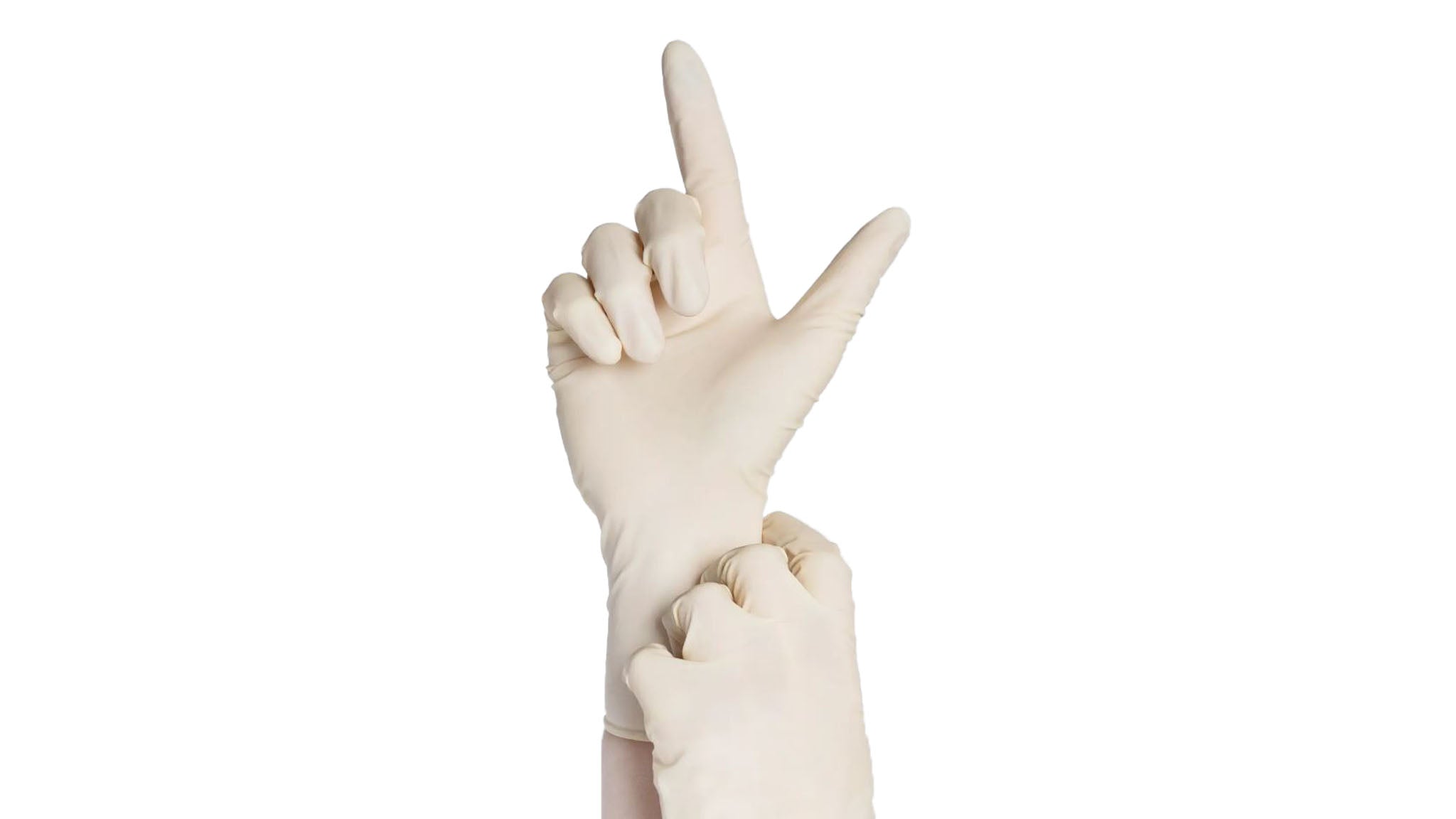 Premium Latexhandschuhe, weiß, puderfrei, mitteldicke Ausführung, angeraut, polymerbeschichtet, VE=10 Boxen à 100 Stück