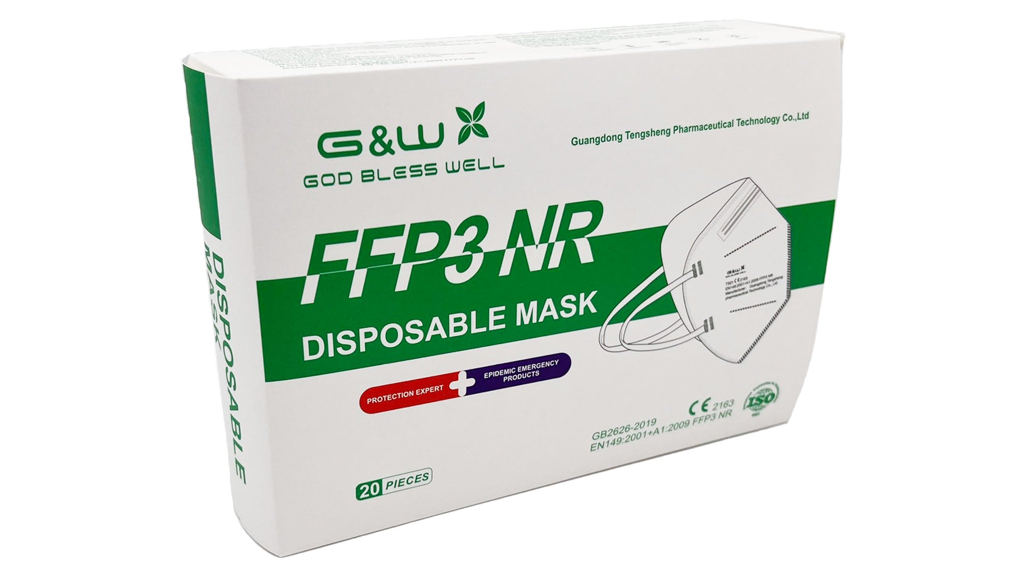 G&W FFP3 Masken einzeln eingeschweißt (20 Masken je Box)
