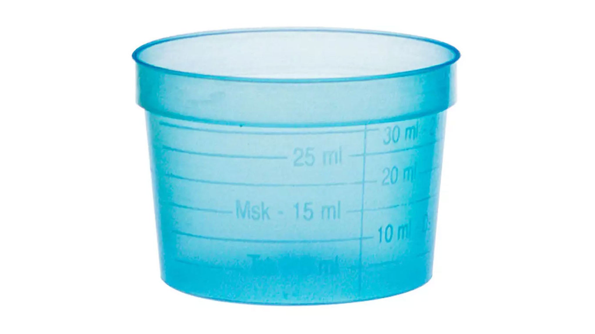 PP-Medizinbecher, 30 ml, blau, zur Einnahme von Medikamenten oder zum Dosieren von Flüssigkeiten  VE=2.000 Stück