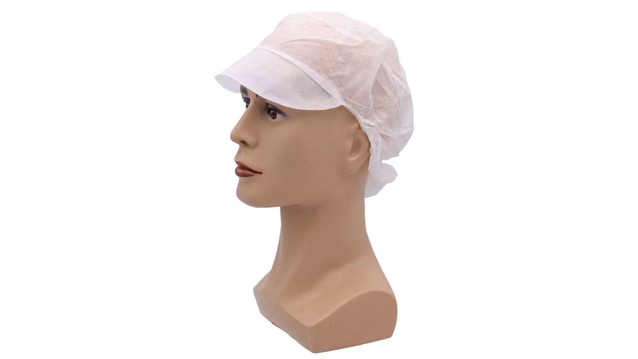 PP-Mütze mit Schirm und Haarnetz, weiß VE=10 Boxen a 100 Stück