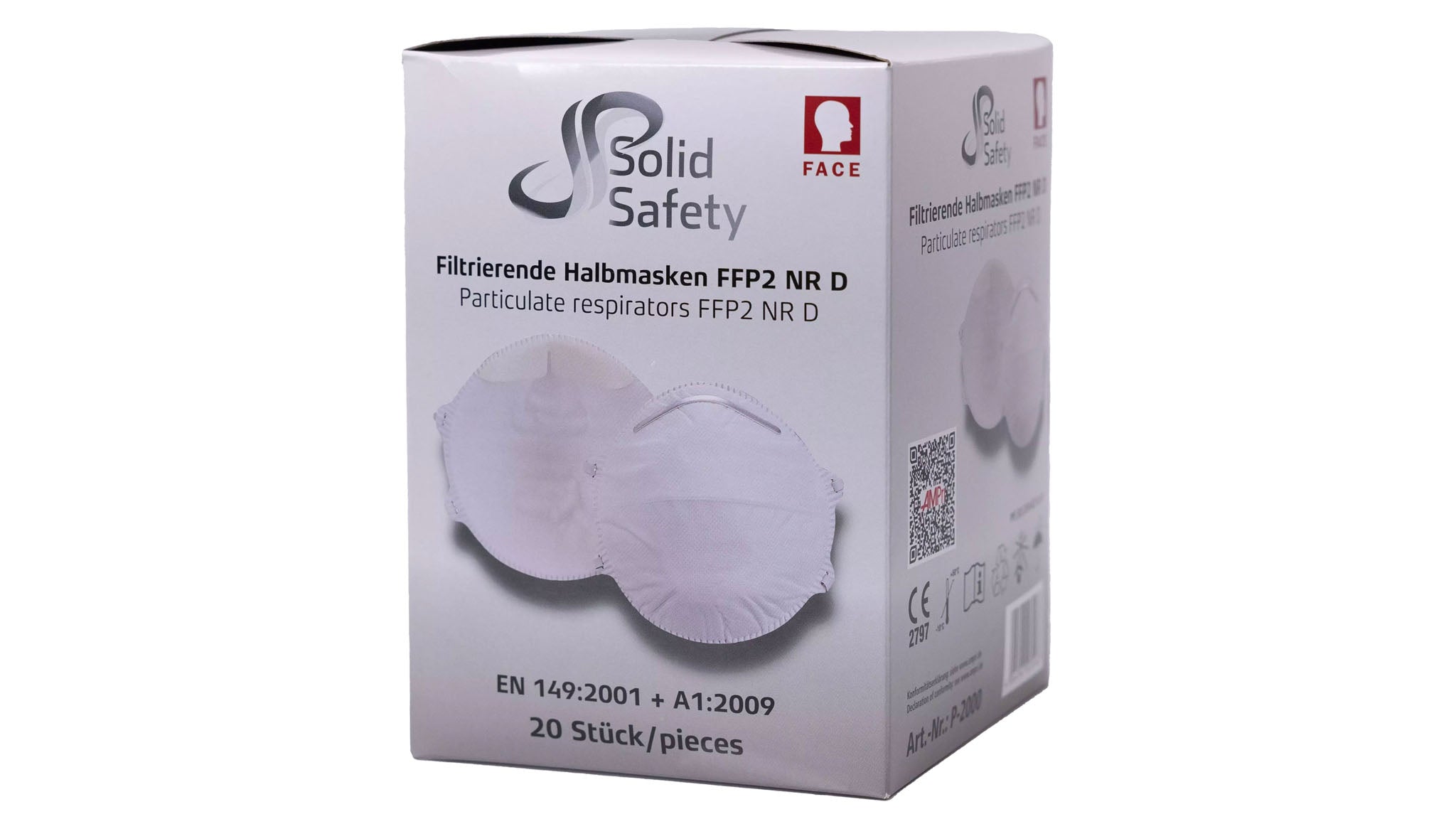SolidSafety FFP2 Masken, ohne Ventil, weiß VE= 20 Masken