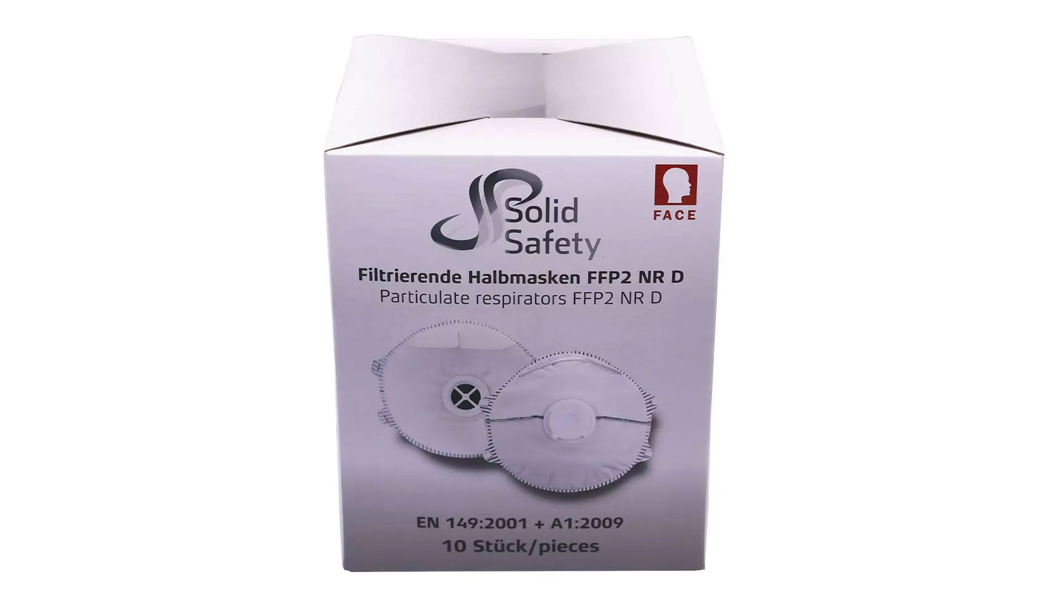 Solid Safety FFP2 Masken, mit Ventil und Aktivkohlefilter, weiß VE= 10 Masken